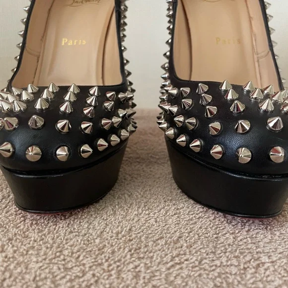 CHRISTIAN LOUBOUTIN BIANCA SHOES BLACK-SILVER SIZE 40.5 - Picture 11 of 11
